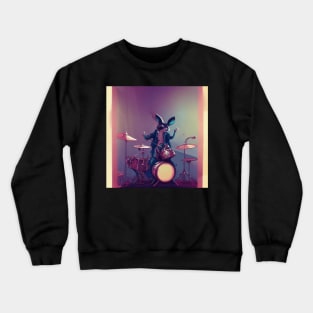 Rabbit playing the drums Crewneck Sweatshirt